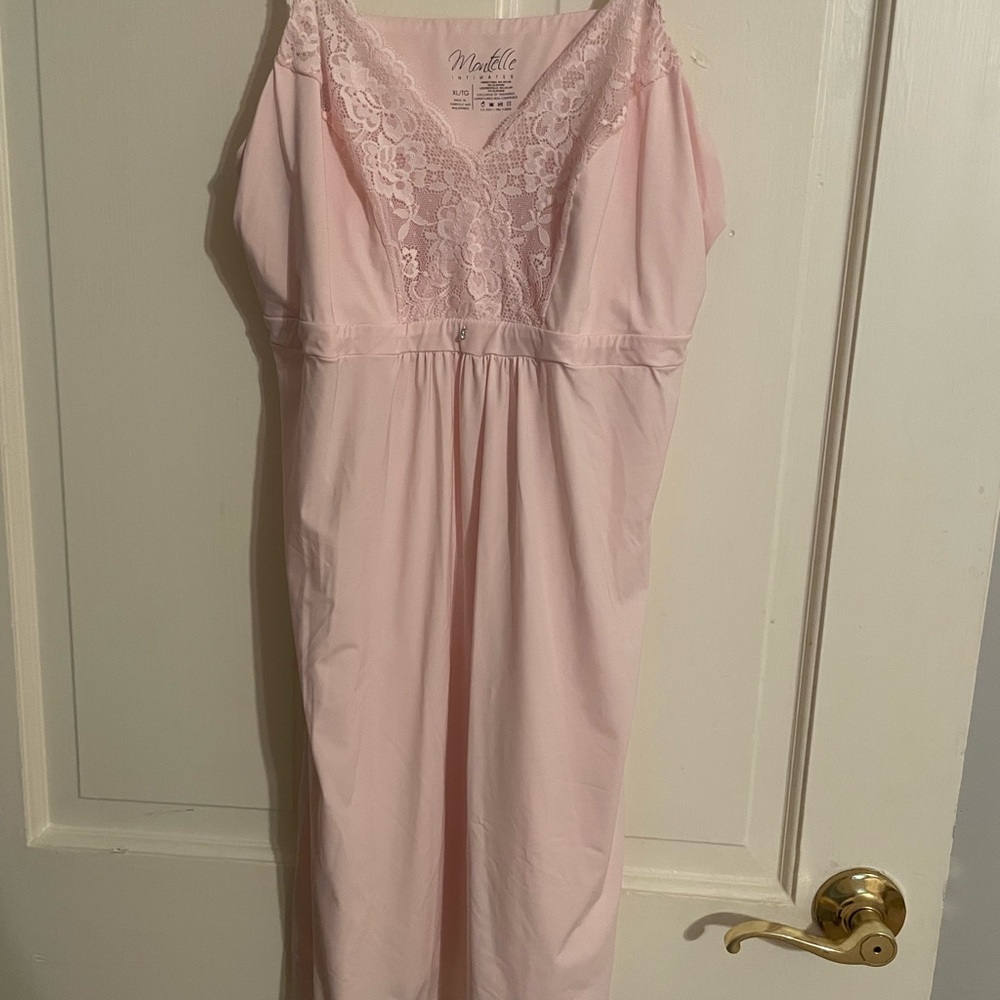 Pink Satin Chemise with Spaghetti Straps